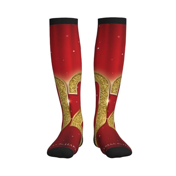 Picia Happy New Year 2025 F Printed Sports Compression Socks - 15-20mmHg Graduated Compression, High-Performance Soft and Breathable Socks for Men and Women