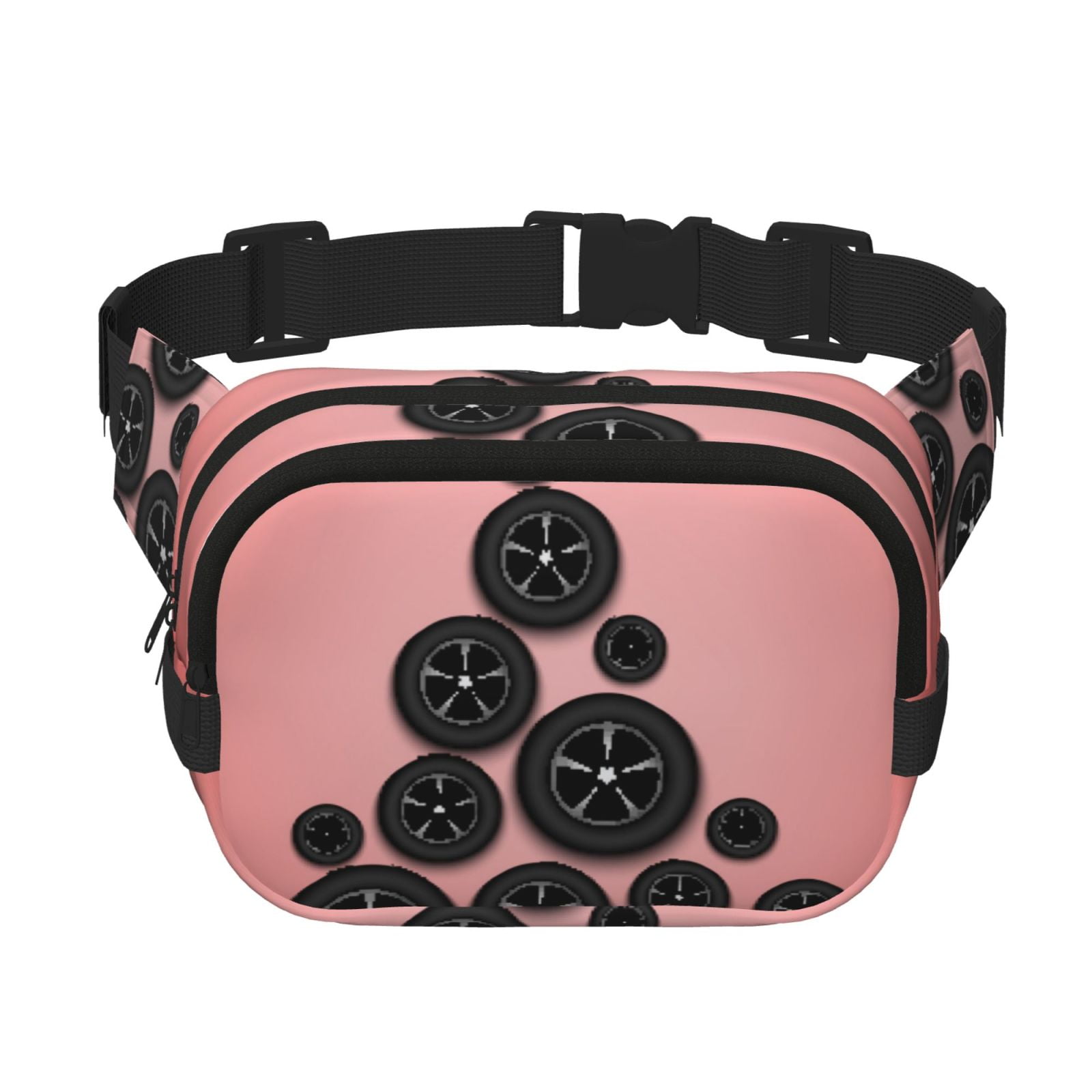 Picia Happy New Year Print Square Double-Layer Waist Bag Mini Adjustable Waist Belt Bag Exercise Running Travel Hiking