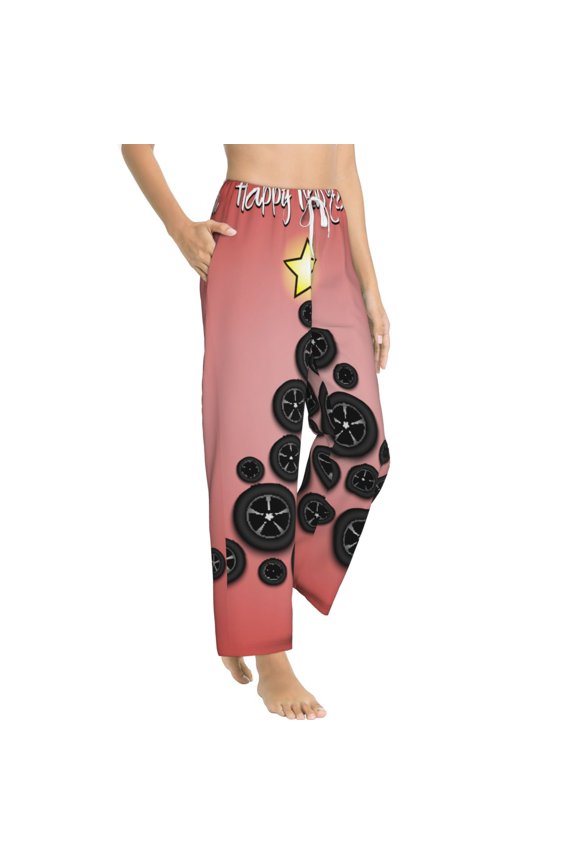 Happy New Year3 Womens Soft Woven Cotton Elastic Waistband Sleep Pajama Pant Lounge Sleep Pant With Pockets And Drawstring-Small