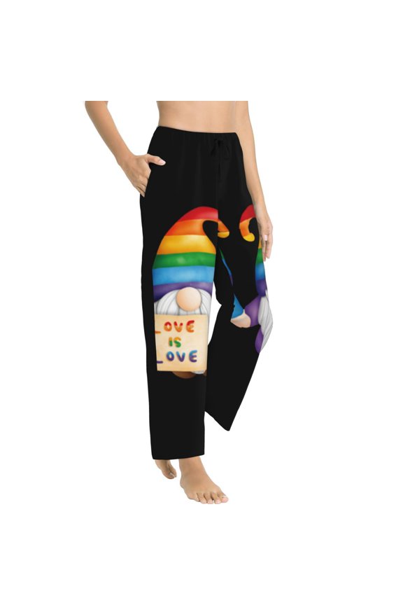 Happy Pride Gnome Womens Soft Woven Cotton Elastic Waistband Sleep Pajama Pant Lounge Sleep Pant With Pockets And Drawstring-Medium