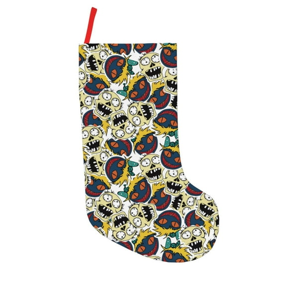 Picia Happy Skeleton for 18in Christmas Stockings, Xmas Stocking for Kids, Holiday and Family Stocking for Fireplace or Party Decoration
