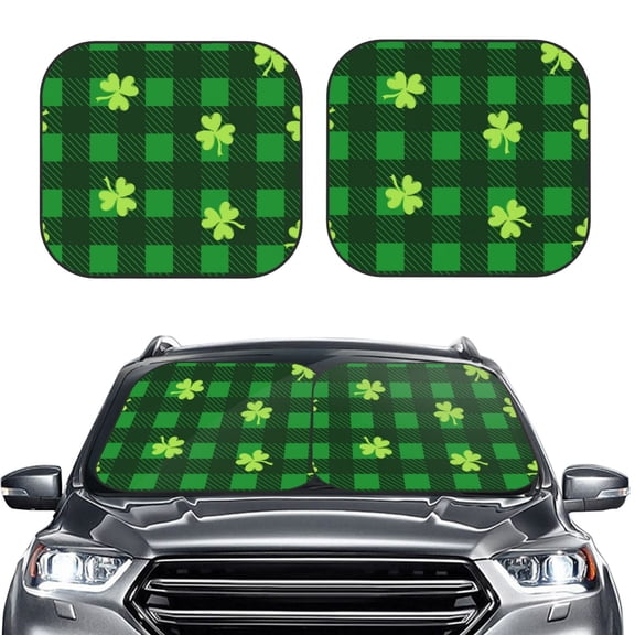 Picia Happy St. Patrick's Day5 2 Piece Car Windshield Sun Shade Foldable | Foldable Sun Shield for Front Window Blocks UV Rays and Keeps Your Vehicle Cool-Medium