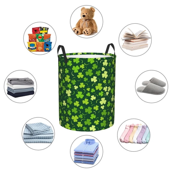 Picia Happy St. Patrick's day Large Laundry Basket, Waterproof, Freestanding Laundry Hamper, Collapsible Tall Clothes Hamper with Extended Handles-