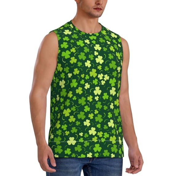 Picia Happy St. Patrick's day mens Cotton Tank Undershirts , Moisture-wicking Ribbed Tanks, Lightweight Cotton Tank Undershirts-X-Large