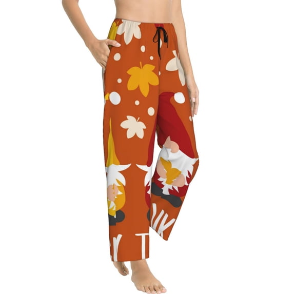 Picia Happy Thanksgiving Three Gnomes Womens Soft Woven Cotton Elastic Waistband Sleep Pajama Pant Lounge Sleep Pant With Pockets And Drawstring-Large