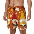 thumbnail image 1 of Picia Happy Thanksgiving Three Gnomes pattern Mens Swim Trunks with Compression Liner Stretch Beach Shorts Quick Dry with Zipper Pockets No-Chafing Board Shorts-3X-Large, 1 of 1