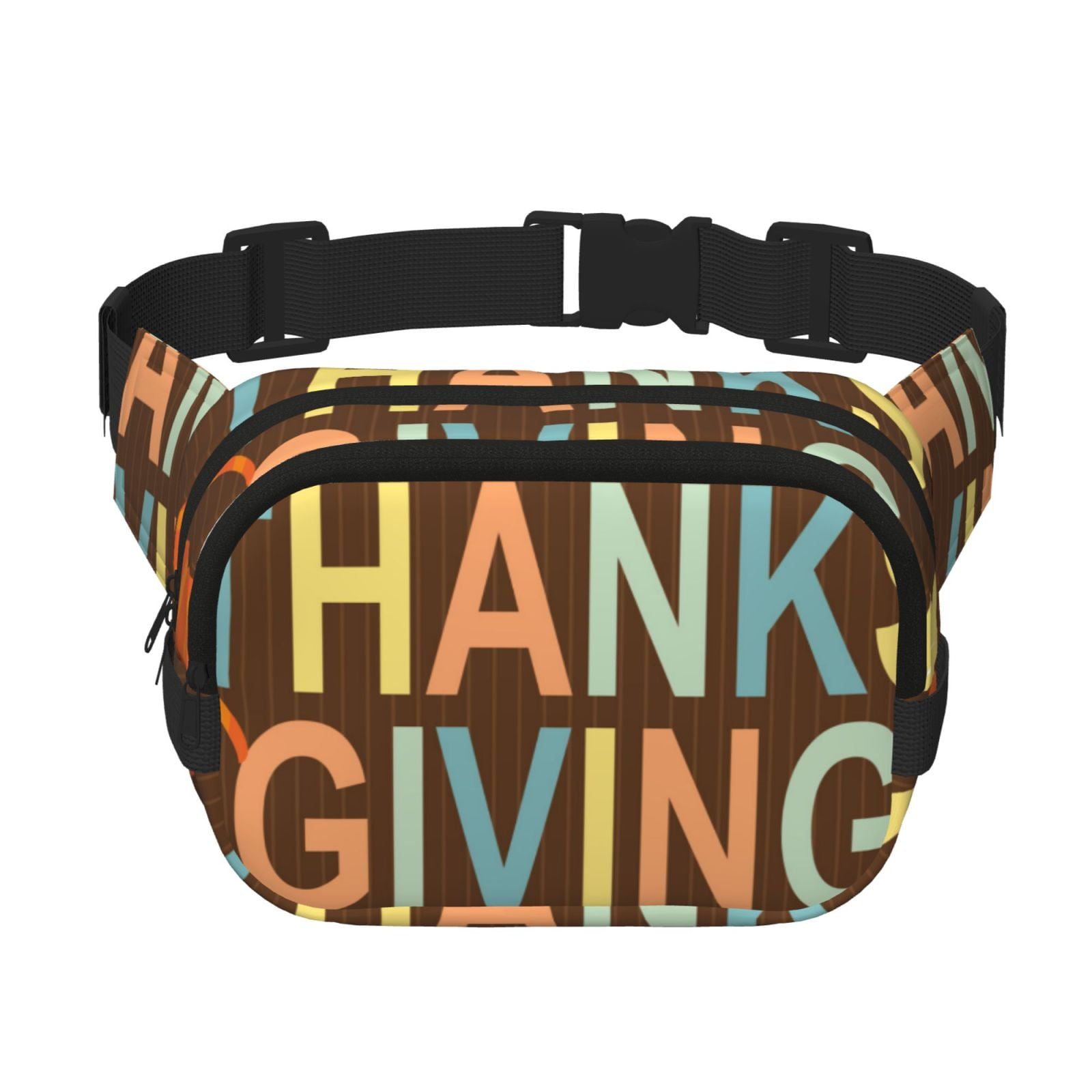 Picia Happy Thanksgiving With Gnome Print Square Double-Layer Waist Bag Mini Adjustable Waist Belt Bag Exercise Running Travel Hiking