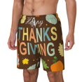 thumbnail image 1 of Picia Happy Thanksgiving With Gnome pattern Mens Swim Trunks with Compression Liner Stretch Beach Shorts Quick Dry with Zipper Pockets No-Chafing Board Shorts-Large, 1 of 1