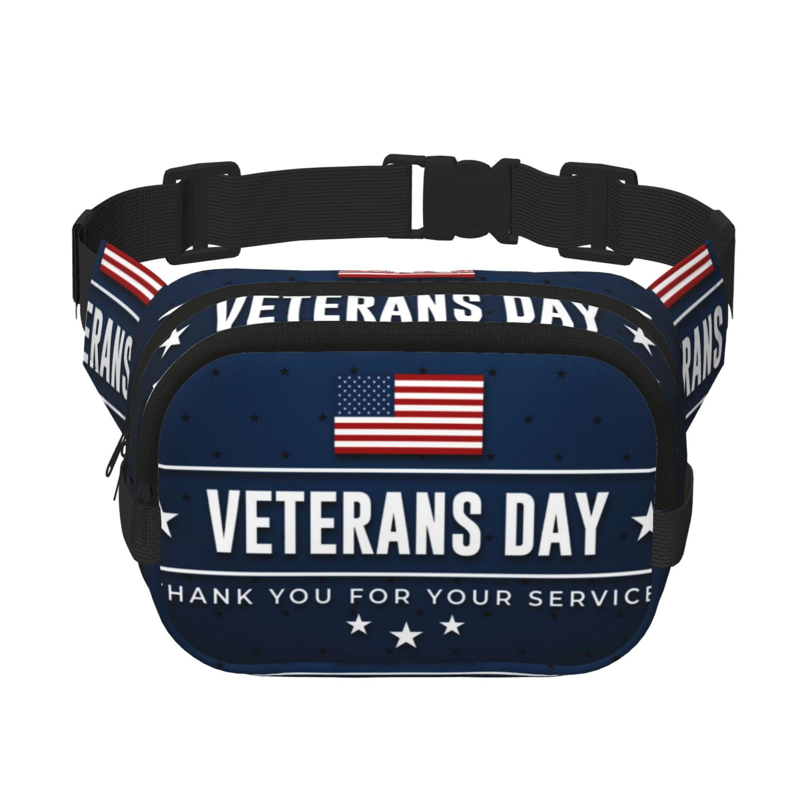 Picia Happy Veterans Day Print Square Double-Layer Waist Bag Mini Adjustable Waist Belt Bag Exercise Running Travel Hiking