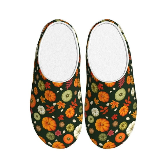 Picia Harvest Pumpkins for Women's Lamb-hug Comfy Fleece House Slippers Memory Foam, Slip-on House Shoes Indoor Outdoor-44/45