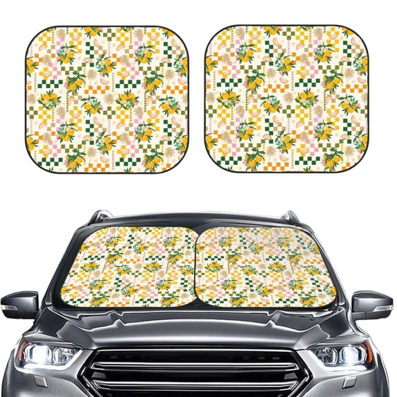 Picia Hawaii Palms 2 Piece Car Windshield Sun Shade Foldable | Foldable Sun Shield for Front Window Blocks UV Rays and Keeps Your Vehicle Cool-Medium