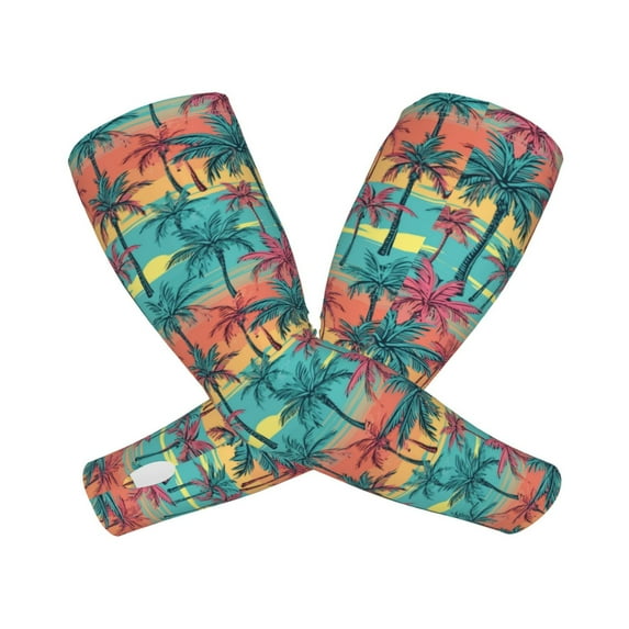 Picia Hawaii Palms Arm Sleeves for Men and Women - Tattoo Cover Up UPF 50+ Cooling Sports Sleeve for Basketball Golf Football-One Size