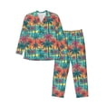 thumbnail image 1 of Picia Hawaii Palms Pattern Men’s Long-Sleeve Sleepwear Set - Soft 2-Piece Loungewear with Pockets, Comfy PJs for Relaxing Nights-XX-Large, 1 of 7