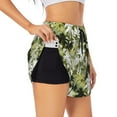 thumbnail image 1 of Picia Hawaii Palms Pattern Women's 2 in 1 Athletic Running Shorts High Waisted Workout Casual Gym Sweat Shorts with Comfy Liner Zipper Pockets-, 1 of 9