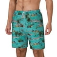 thumbnail image 1 of Picia Hawaii Palms pattern Mens Swim Trunks with Compression Liner Stretch Beach Shorts Quick Dry with Zipper Pockets No-Chafing Board Shorts-X-Large, 1 of 9
