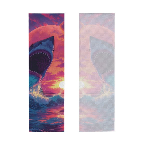 Picia Hawaiian Island Beach Shark Pattern Cooling Towels (40"x12") Cool Towel, Cold Towel, Microfiber Soft Breathable Chilly Ice Towel