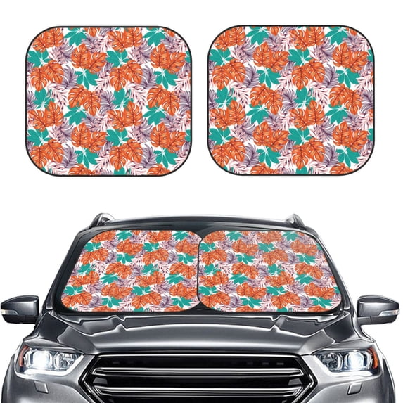 Picia Hawaiian Style 2 Piece Car Windshield Sun Shade Foldable | Foldable Sun Shield for Front Window Blocks UV Rays and Keeps Your Vehicle Cool-Small