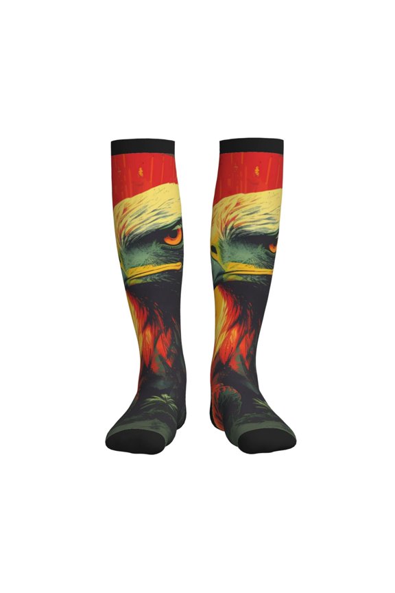 Hawaiian Style Bald Eagle Printed Sports Compression Socks - 15-20mmHg Graduated Compression, High-Performance Soft and Breathable Socks for Men and Women