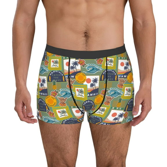 Picia Hawaiian Style Pattern Men’s Boxer Briefs – Soft & Breathable Underwear, Stretchy & Comfortable Fit, Supportive Pouch Design, Moisture-Wicking-XX-Large