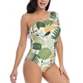 thumbnail image 1 of Picia Hawaiian Style Pattern Women's One Piece Swimsuits,One Shoulder Swimwear Asymmetric ,Ruffle Monokinis Bathing Suits,High Waisted Flattering Bathing Suits-Medium, 1 of 8