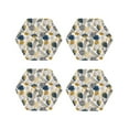 thumbnail image 1 of Picia Hawaiian Style Printed Leather Coasters for Drinks, 4" Drink Coasters Set of 4 for Tabletop Protection, Handmade Luxurious Home Décor and Housewarming Gift -Hexagon, 1 of 6