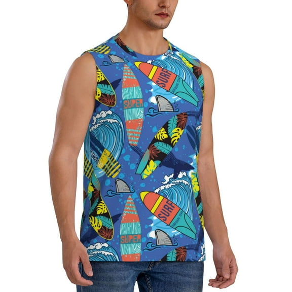 Picia Hawaiian Style mens Cotton Tank Undershirts , Moisture-wicking Ribbed Tanks, Lightweight Cotton Tank Undershirts-Large