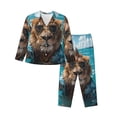 thumbnail image 1 of Picia Hawaiian Swimming Lion Pattern Women’s Long-Sleeve Sleepwear Set - Soft 2-Piece Loungewear with Pockets, Comfy PJs for Relaxing Nights-Medium, 1 of 7