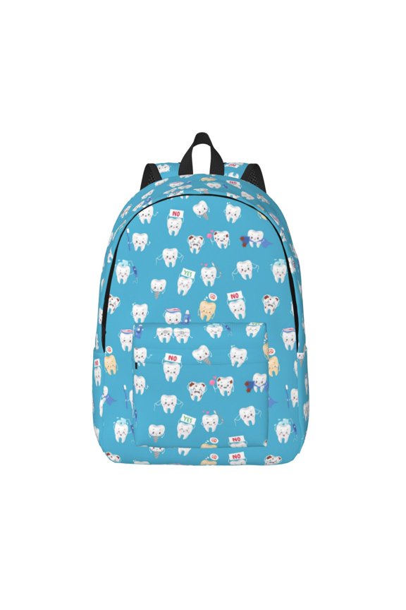 Healthy And Ill White Teeth Printed Canvas Daypack - Stylish and Durable Vintage Compact Backpack - Class, Work, Travel, or Laptop Bookbag,Organized Compartments-Medium