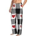 thumbnail image 1 of Picia Heart Black Buffalo Plaid Gingham Mens Soft Woven Cotton Elastic Waistband Sleep Pajama Pant Lounge Sleep Pant With Pockets And Drawstring-Small, 1 of 9