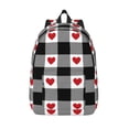 thumbnail image 1 of Picia Heart Black Buffalo Plaid Gingham Printed Canvas Daypack - Stylish and Durable Vintage Compact Backpack - Class, Work, Travel, or Laptop Bookbag,Organized Compartments-Medium, 1 of 6
