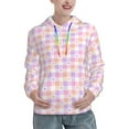 thumbnail image 1 of Picia Heart Buffalo Plaid Pattern Casual Women's Hoodie, Hooded Sweatshirt with Kangaroo Pocket, Comfortable Pullover with Eye-catching Drawstrings-X-Large, 1 of 7