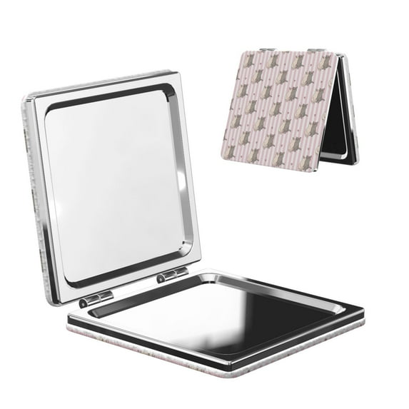 Picia Heart Cat for Compact Vanity Mirror , Travel Makeup Mirror , Portable Magnifying Cosmetic Mirror for Daily, Work, Business-Square