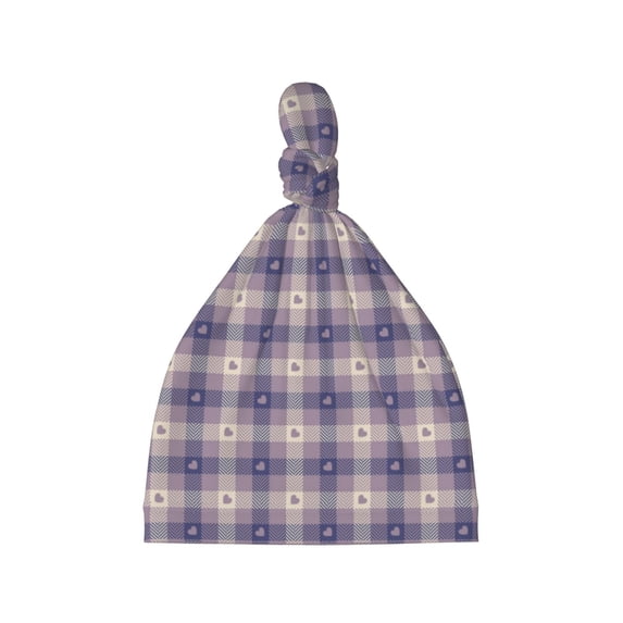 Picia Heart Check Plaid Printed Preemie Hats for Baby Girls Cotton Premature Knot Hats Newborn Hospital Cap Warm Knot Beanie Nicu for Preemie Girls and Boys