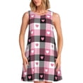 thumbnail image 1 of Picia Heart Plaid Print Women’s Sleeveless Midi Swing Dress – A-Line Pleated Tank Sundress, Comfortable and Flowy T-Shirt Dress, 1 of 7