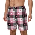thumbnail image 1 of Picia Heart Plaid pattern Mens Swim Trunks with Compression Liner Stretch Beach Shorts Quick Dry with Zipper Pockets No-Chafing Board Shorts-, 1 of 9
