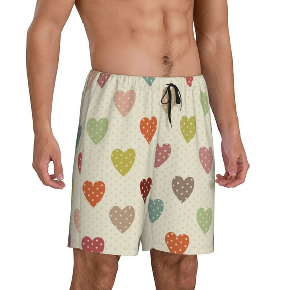 Picia Heart Polka Dot Pajama Shorts for Men, Men's Pajama Bottoms, Sleepwear,Short Pajama Pants-4X-Large