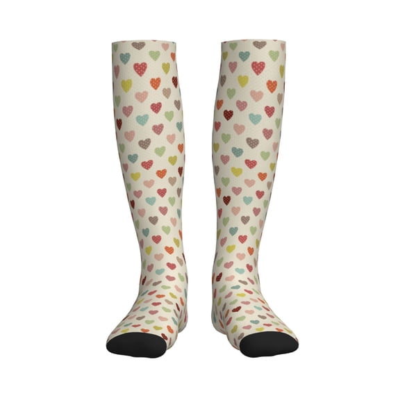Picia Heart Polka Dot Printed Sports Compression Socks - 15-20mmHg Graduated Compression, High-Performance Soft and Breathable Socks for Men and Women