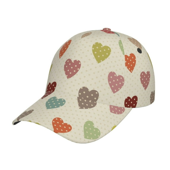 Picia Heart Polka Dot pattern Trucker Low Profile Hat Men Women Baseball Cap Dad Hat Adjustable Unconstructed Plain Cap