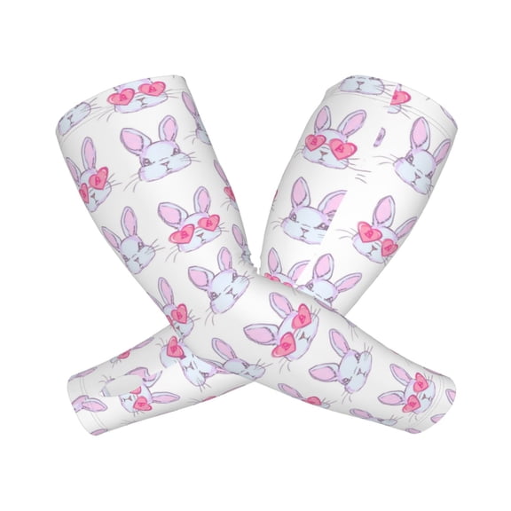 Picia Heart Rabbit Arm Sleeves for Men and Women - Tattoo Cover Up UPF 50+ Cooling Sports Sleeve for Basketball Golf Football-One Size