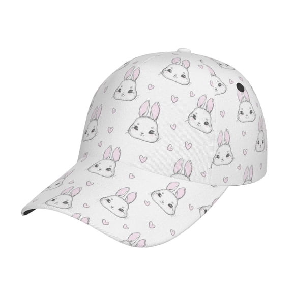 Picia Heart Rabbit pattern Trucker Low Profile Hat Men Women Baseball Cap Dad Hat Adjustable Unconstructed Plain Cap