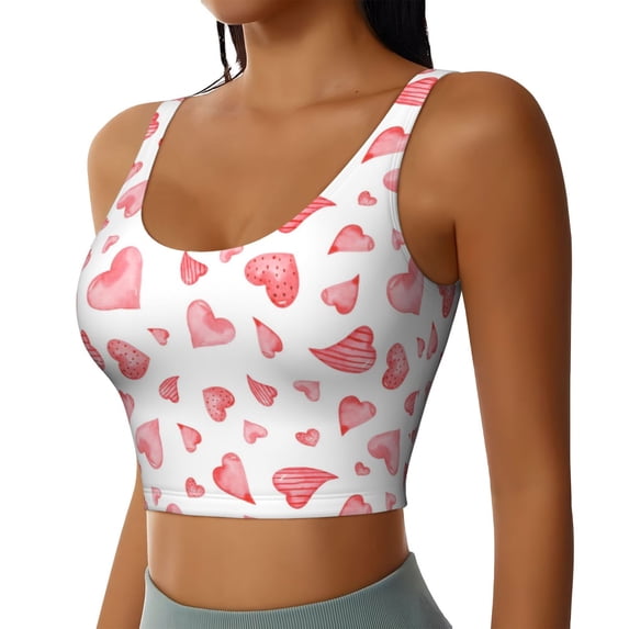 Picia Hearts Sports Bra for Women,Padded Strappy Sports Bras Medium Support Yoga Bra with Removable Cups,Running Yoga Bra-