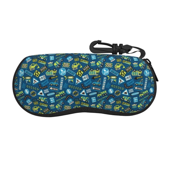 Picia Machinery Road Construction Print Sunglasses Case, Eyeglasses Case Protector Large Glasses Case, Key Lock Case Protective Glasses Holder Eyeglasses Cases