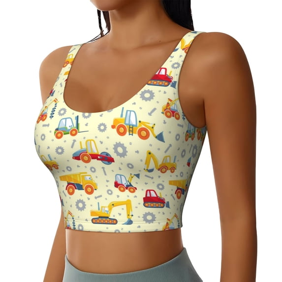 Picia Heavy Equipment Sports Bra for Women,Padded Strappy Sports Bras Medium Support Yoga Bra with Removable Cups,Running Yoga Bra-Large