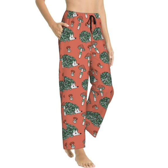Picia Hedgehog Mushroom Womens Soft Woven Cotton Elastic Waistband Sleep Pajama Pant Lounge Sleep Pant With Pockets And Drawstring-X-Large
