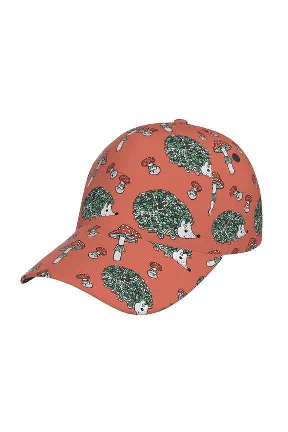 Hedgehog Mushroom pattern Trucker Low Profile Hat Men Women Baseball Cap Dad Hat Adjustable Unconstructed Plain Cap