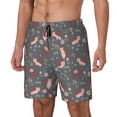 thumbnail image 1 of Picia Hedgehogs and Flowers1 pattern Mens Swim Trunks with Compression Liner Stretch Beach Shorts Quick Dry with Zipper Pockets No-Chafing Board Shorts-Small, 1 of 9