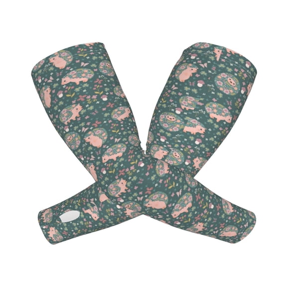 Picia Hedgehogs and Flowers Arm Sleeves for Men and Women - Tattoo Cover Up UPF 50+ Cooling Sports Sleeve for Basketball Golf Football-One Size