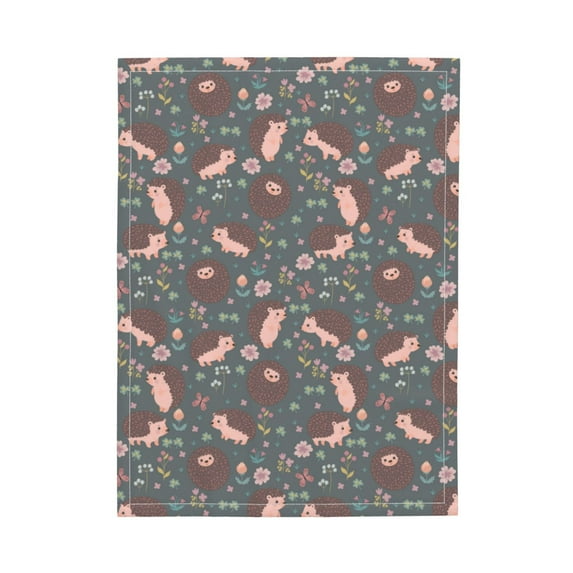 Picia Hedgehogs and Flowers1 Pattern Baby Soft Dot Blanket with Silky Satin Backing Baby Gifts for Boys and Girls (30" x 40")