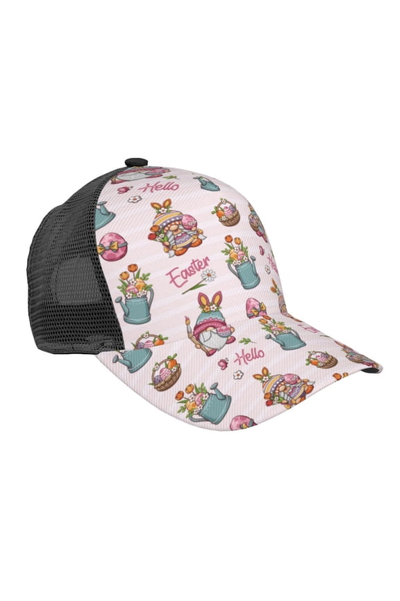 Hello Easter Pattern Trucker Hat,Baseball Cap,Sun Protection Cap,Stylish Headwear,Leisure Cap,Outdoor Sports Cap