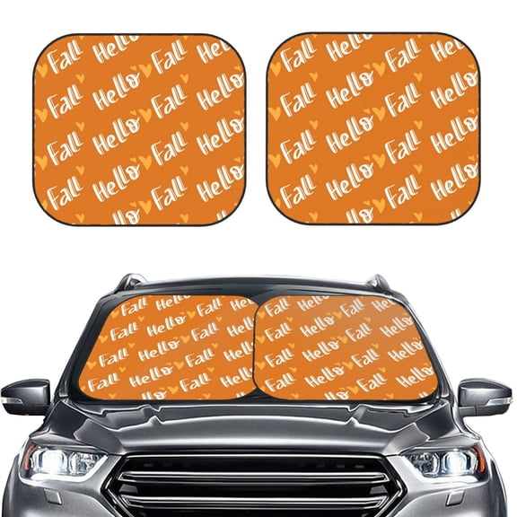 Picia Hello Fall 2 Piece Car Windshield Sun Shade Foldable | Foldable Sun Shield for Front Window Blocks UV Rays and Keeps Your Vehicle Cool-Medium